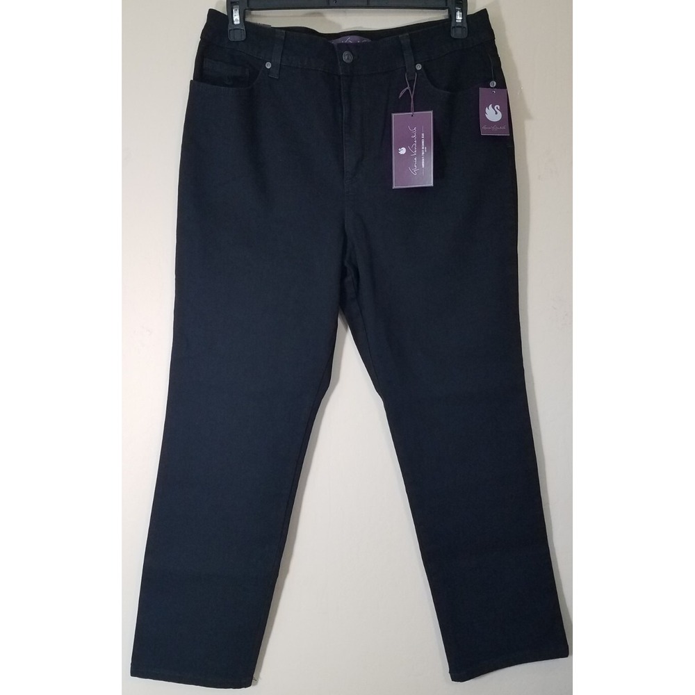 Gloria Vanderbilt Amanda‎ Jeans Women 16 Short Slim Black Flex Stretch Pants NEW